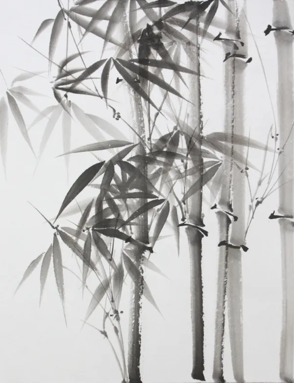 Montañas y bambú de Julieta Jiterman, tinta sobre papel